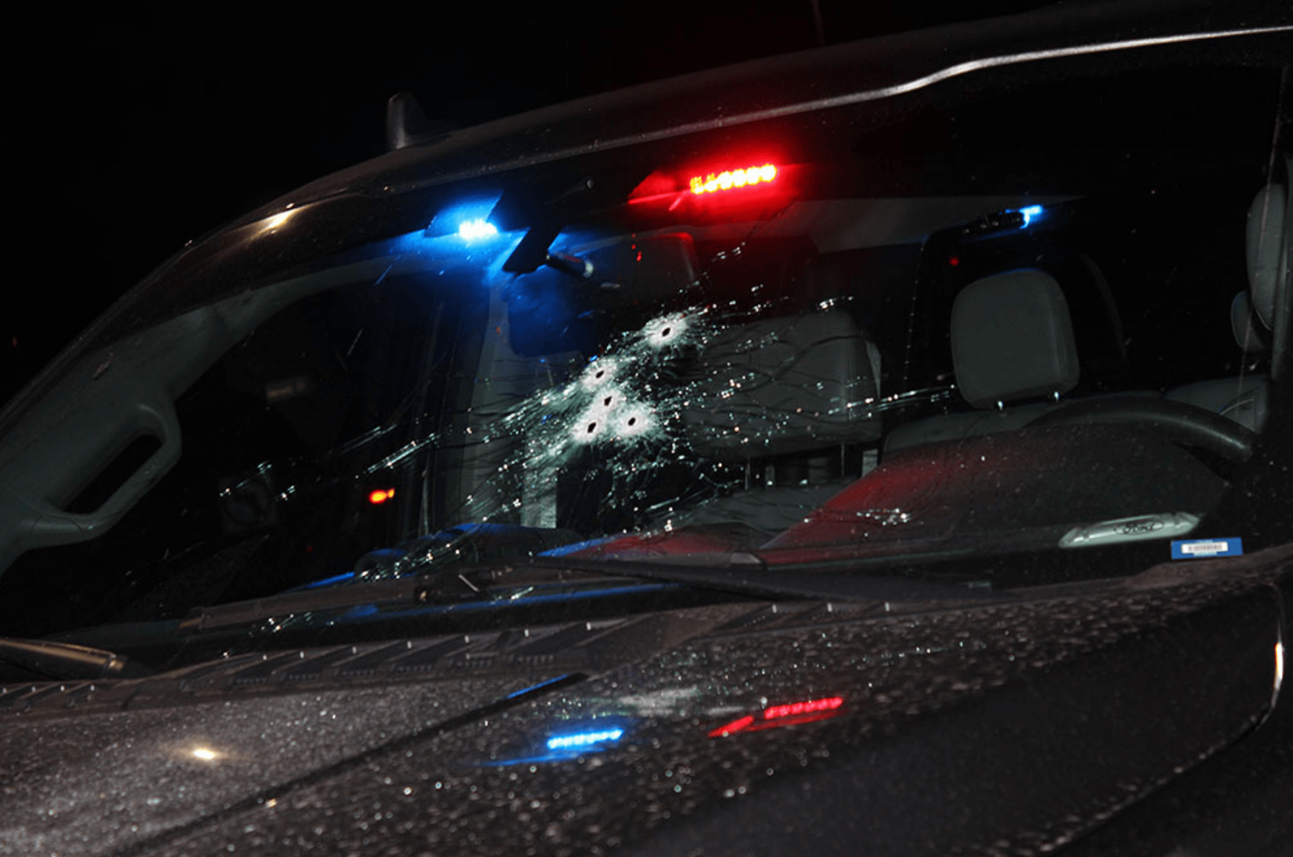 The windshield Det. Jarrett Tonn fired through