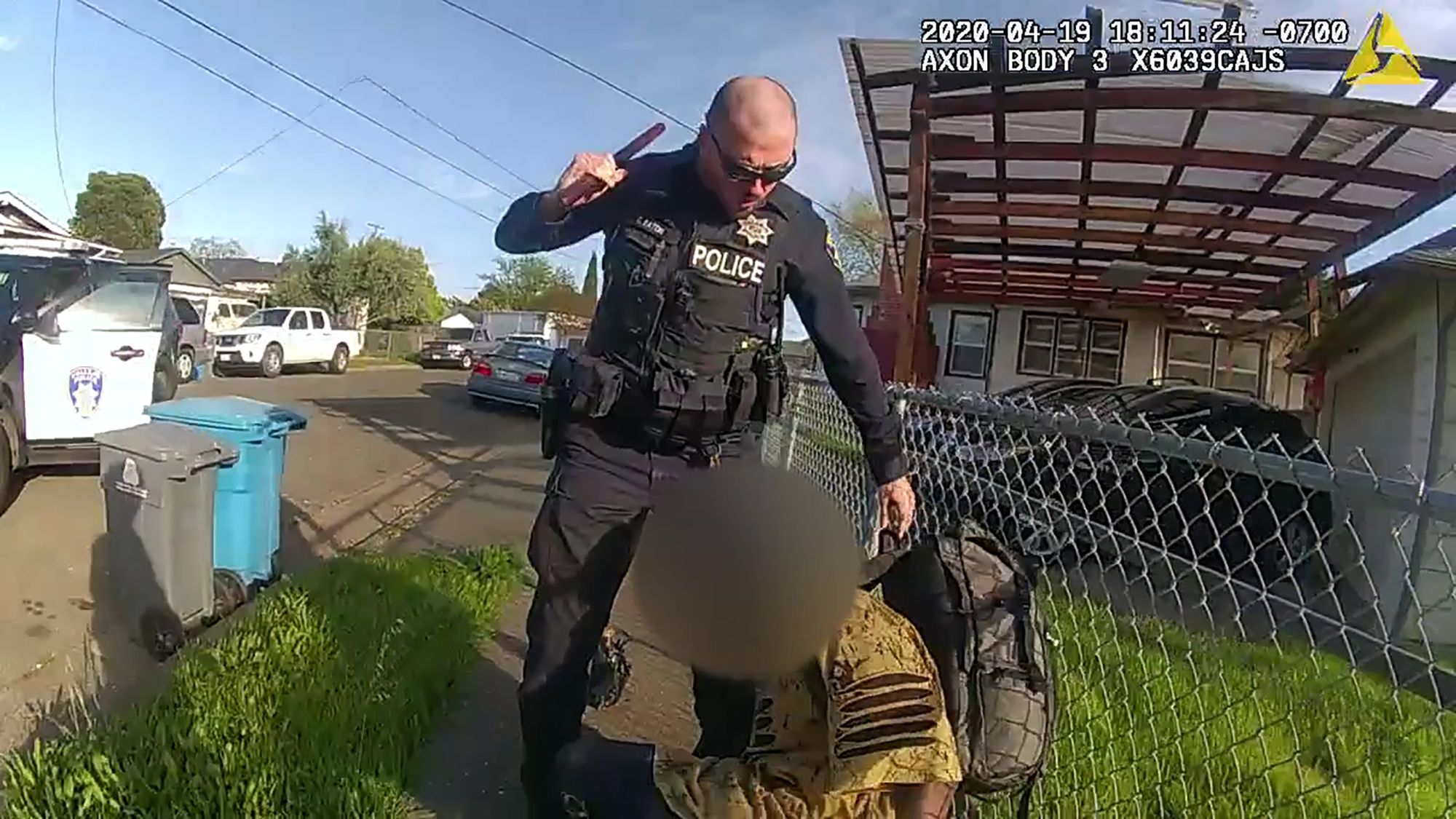 Officer Colin Eaton approaches a man reported for indecent exposure in body camera video.