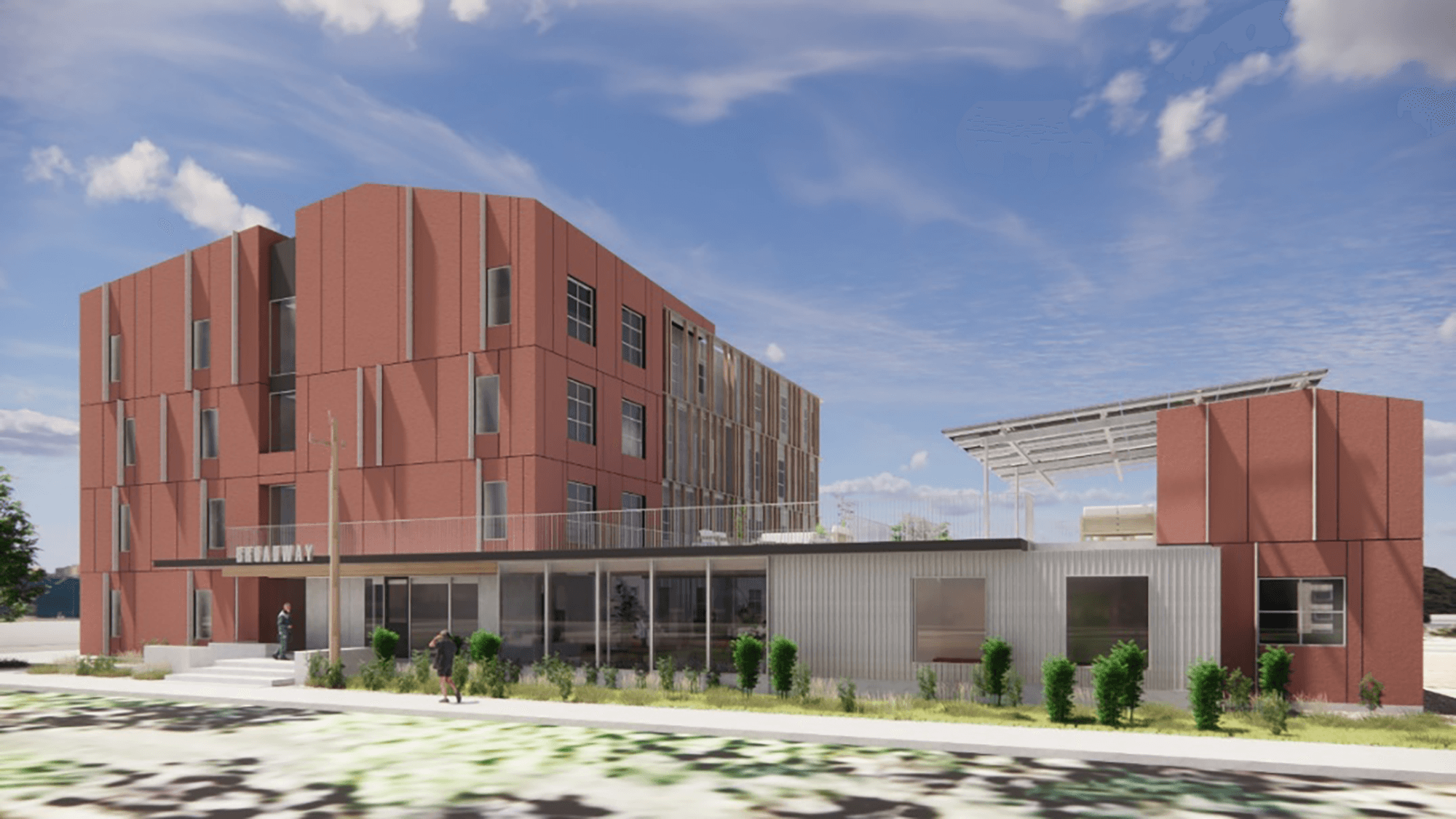 A rendering of a planned supportive housing project