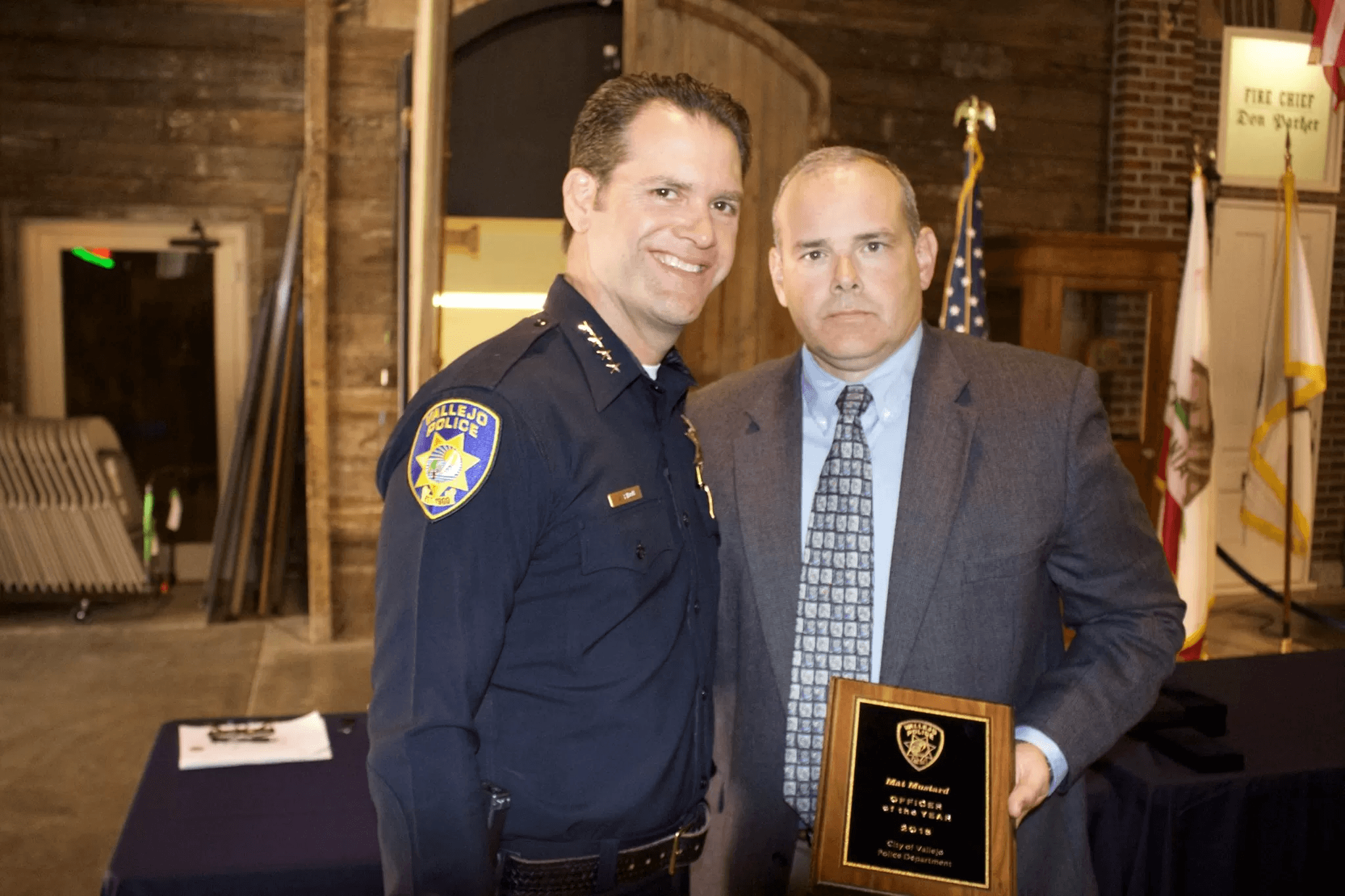 Former Vallejo police chief Andrew Bidou (left) and Det. Mat Mustard