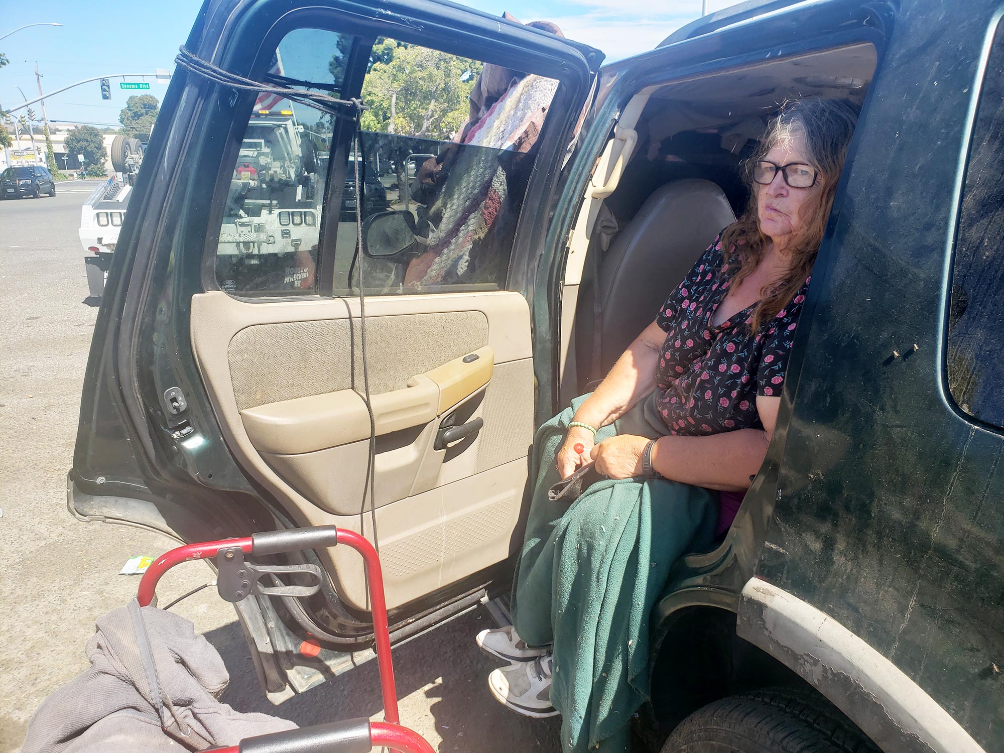 Christine Hoffman was still in her vehicle when Vallejo police attempted to tow it on Monday.