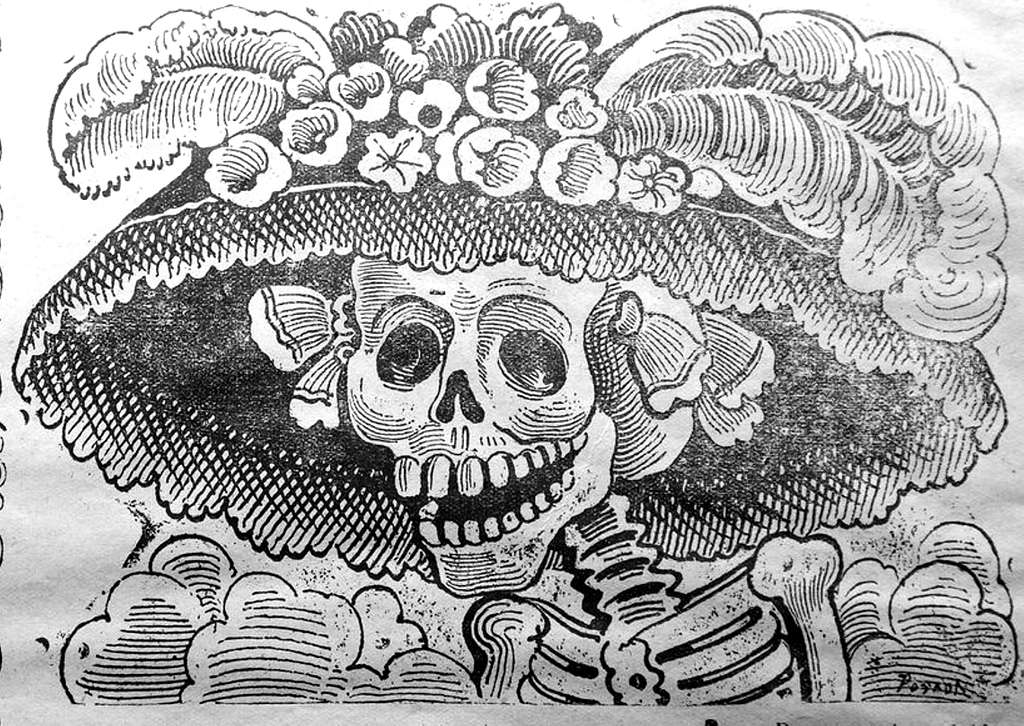 "La Calavera Catrina" or "Elegant Skull" by Mexican printmaker Jose Guadalupe Posada, 1920.