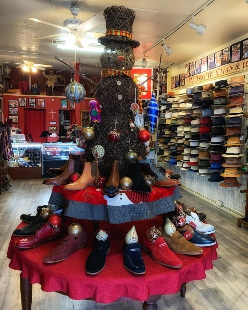 A Christmas display at A Man and His Hat.