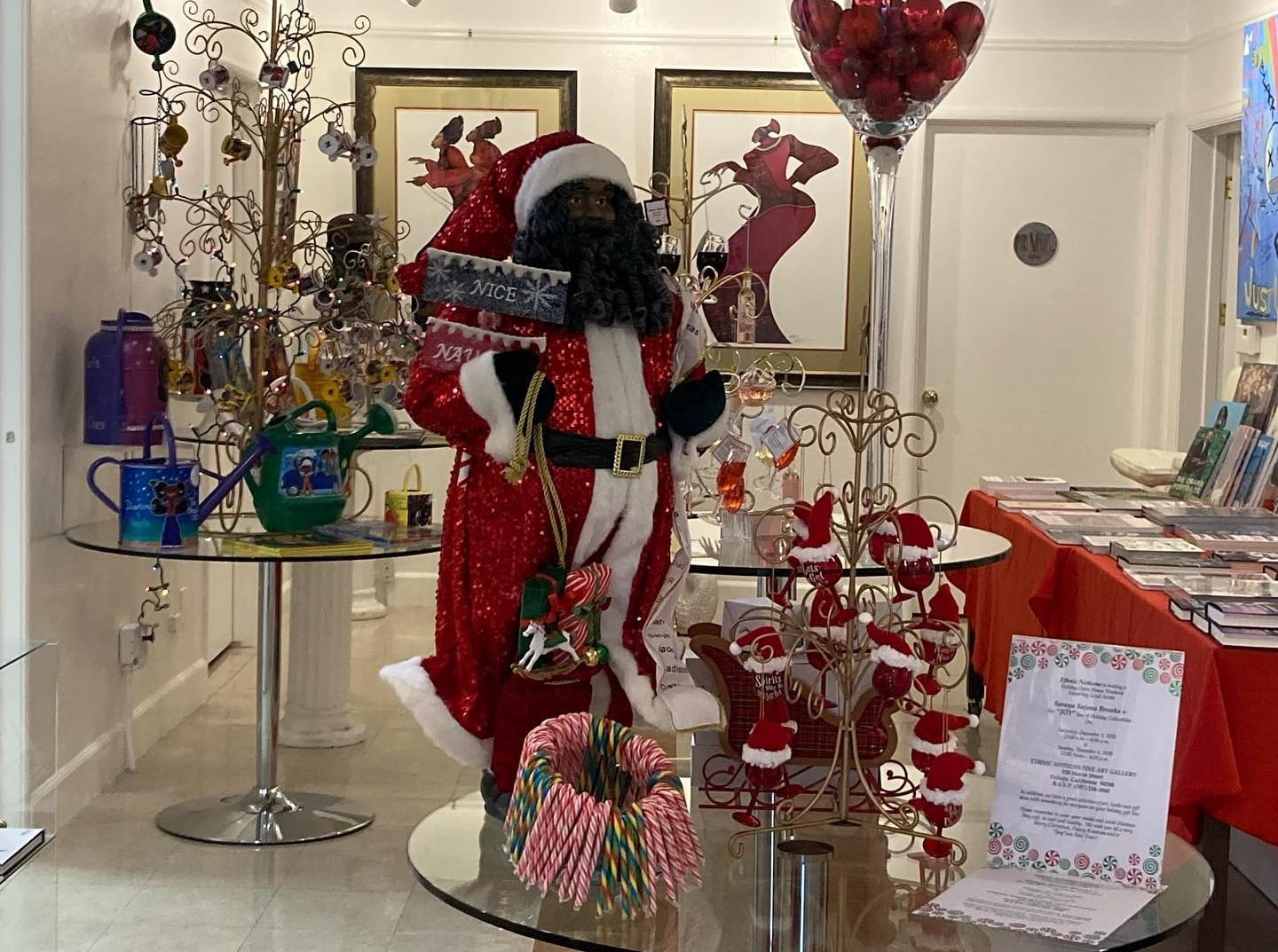 A past Christmas display at Ethnic Notions Fine Art Gallery. 