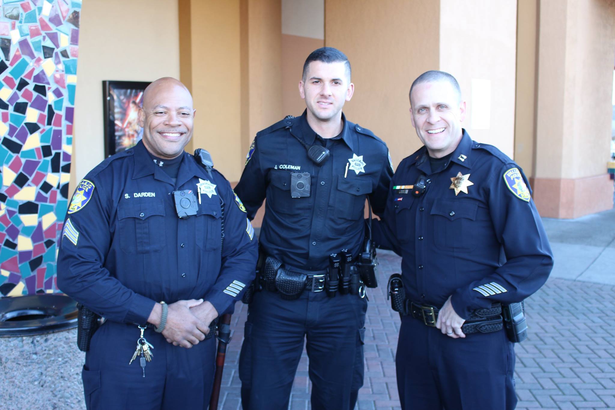 Then-Vallejo police Sgt. Steve Darden, Officer Josh Coleman, and Capt. Lee Horton 