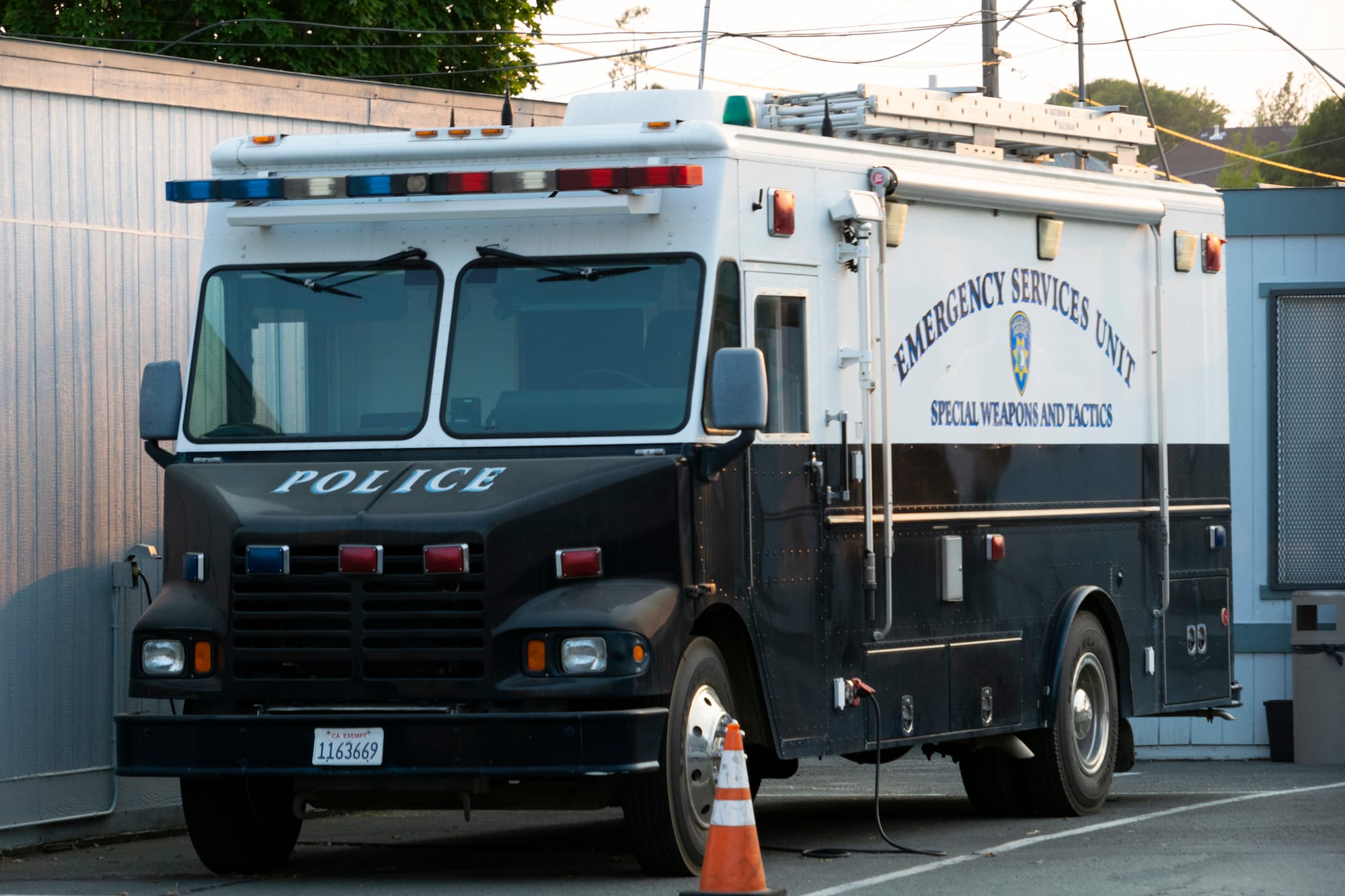 An armored vehicle used by the Vallejo police SWAT team.