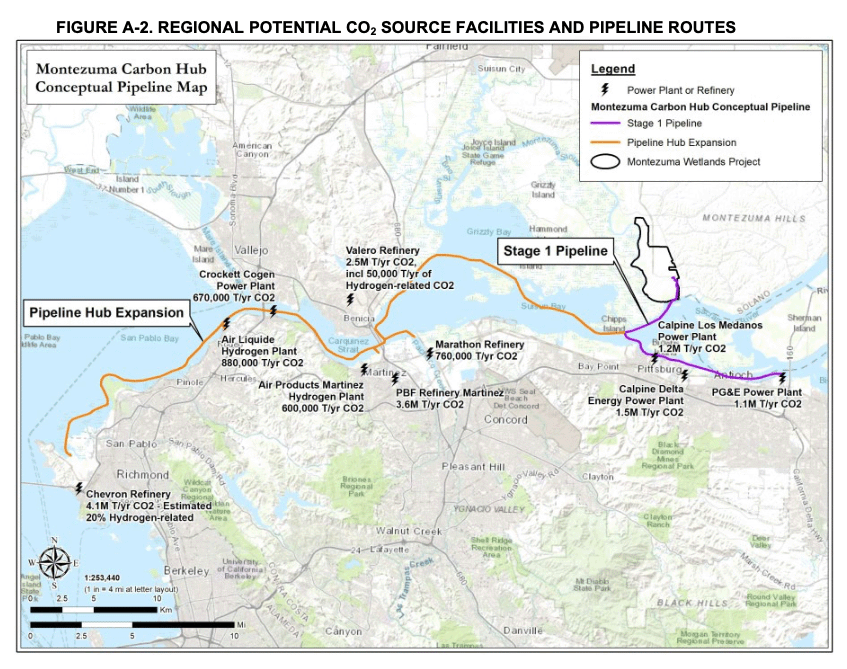 The proposed pipeline route from the 2023 Montezuma Carbon LLC proposal.