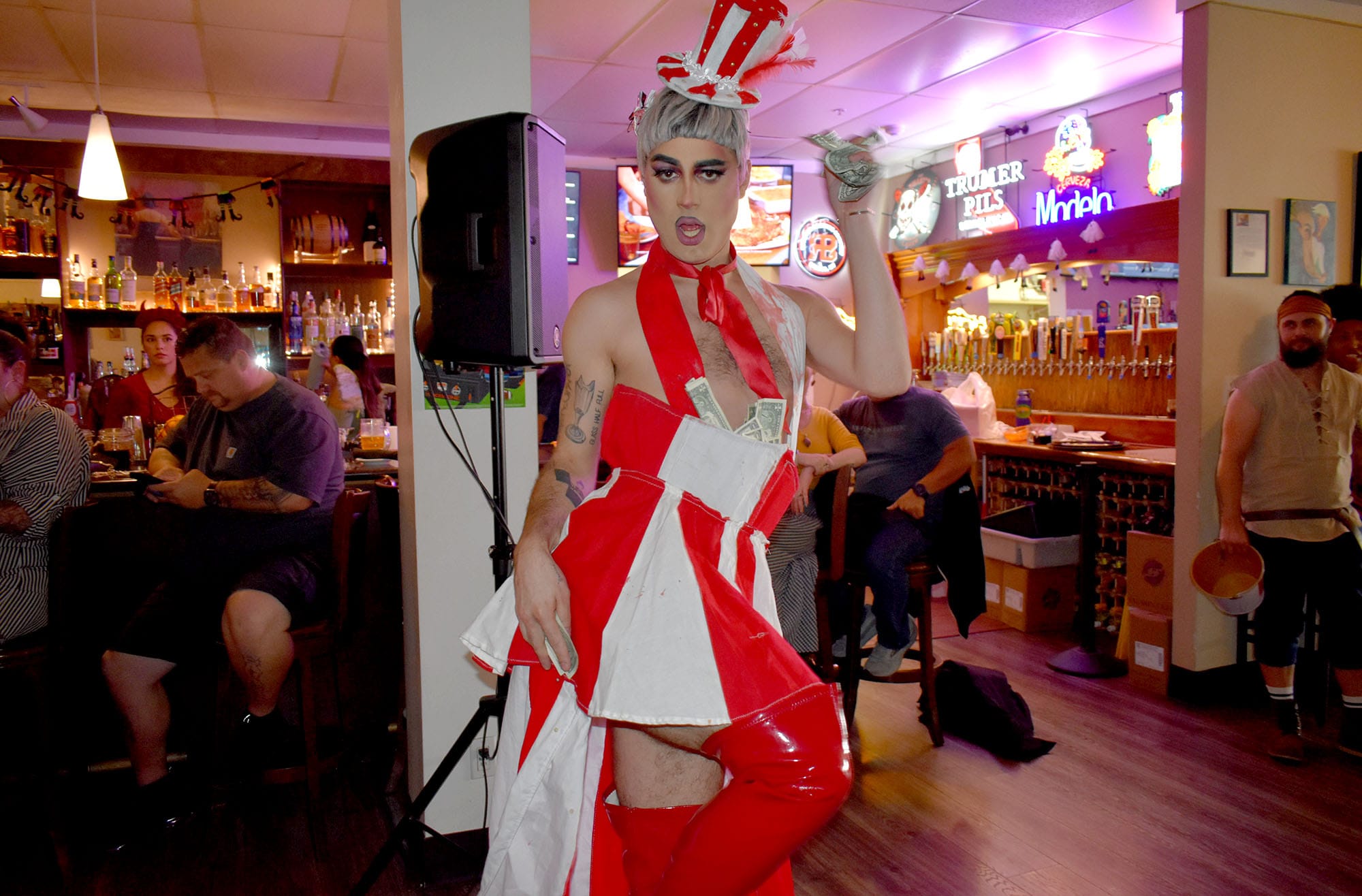 Drag queen Mercury Rising performs at Bambino's drag brunch.