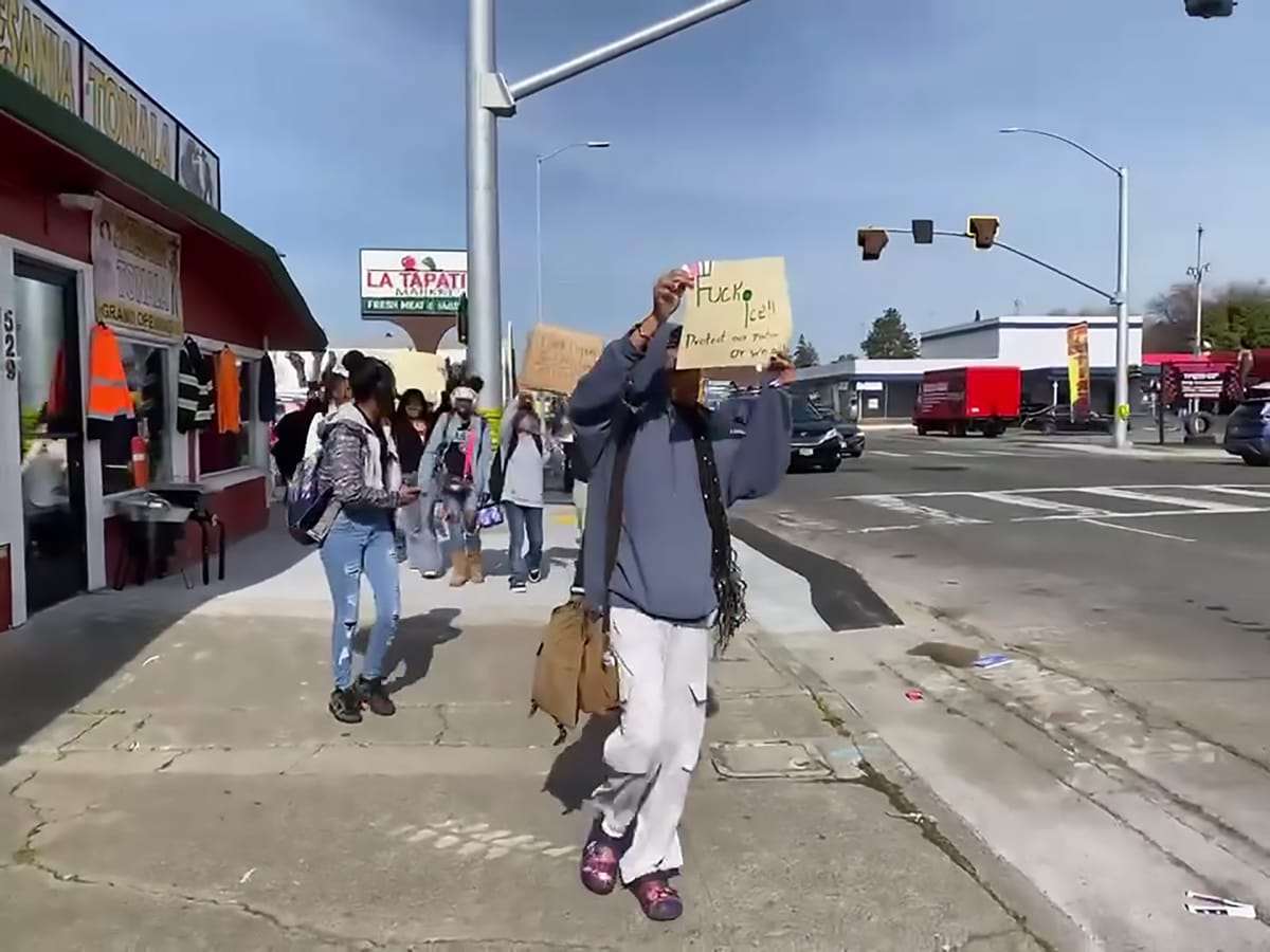Vallejo High School students walk out to protest ICE