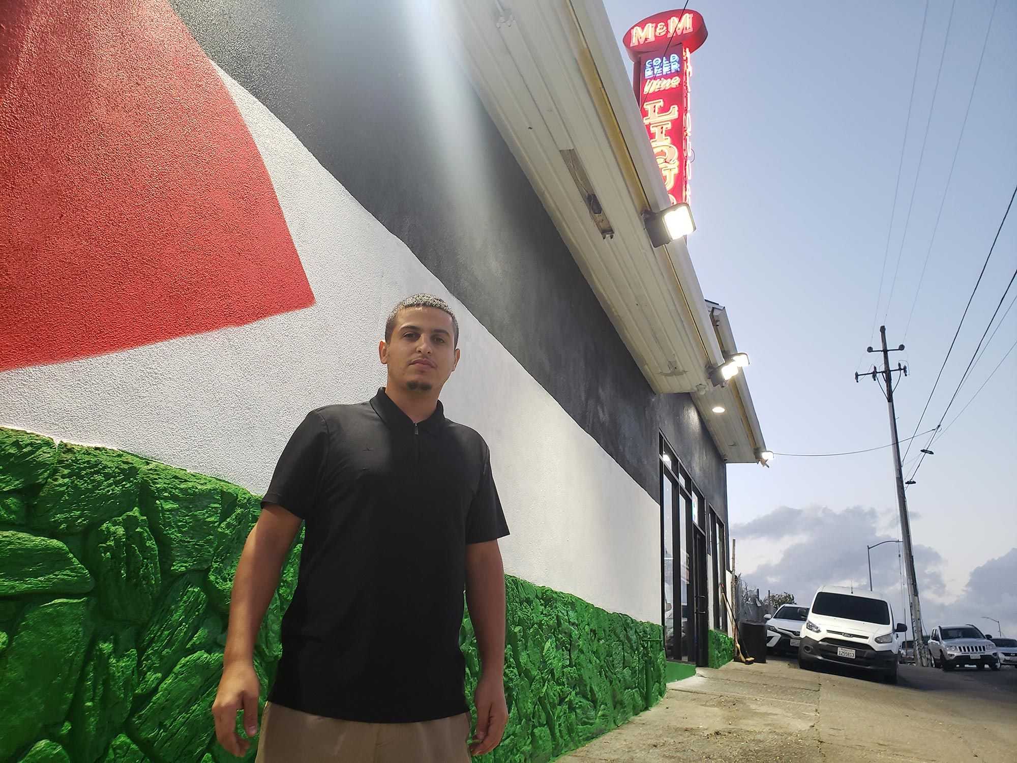 Prominent Vallejo liquor store painted with Palestinian flag