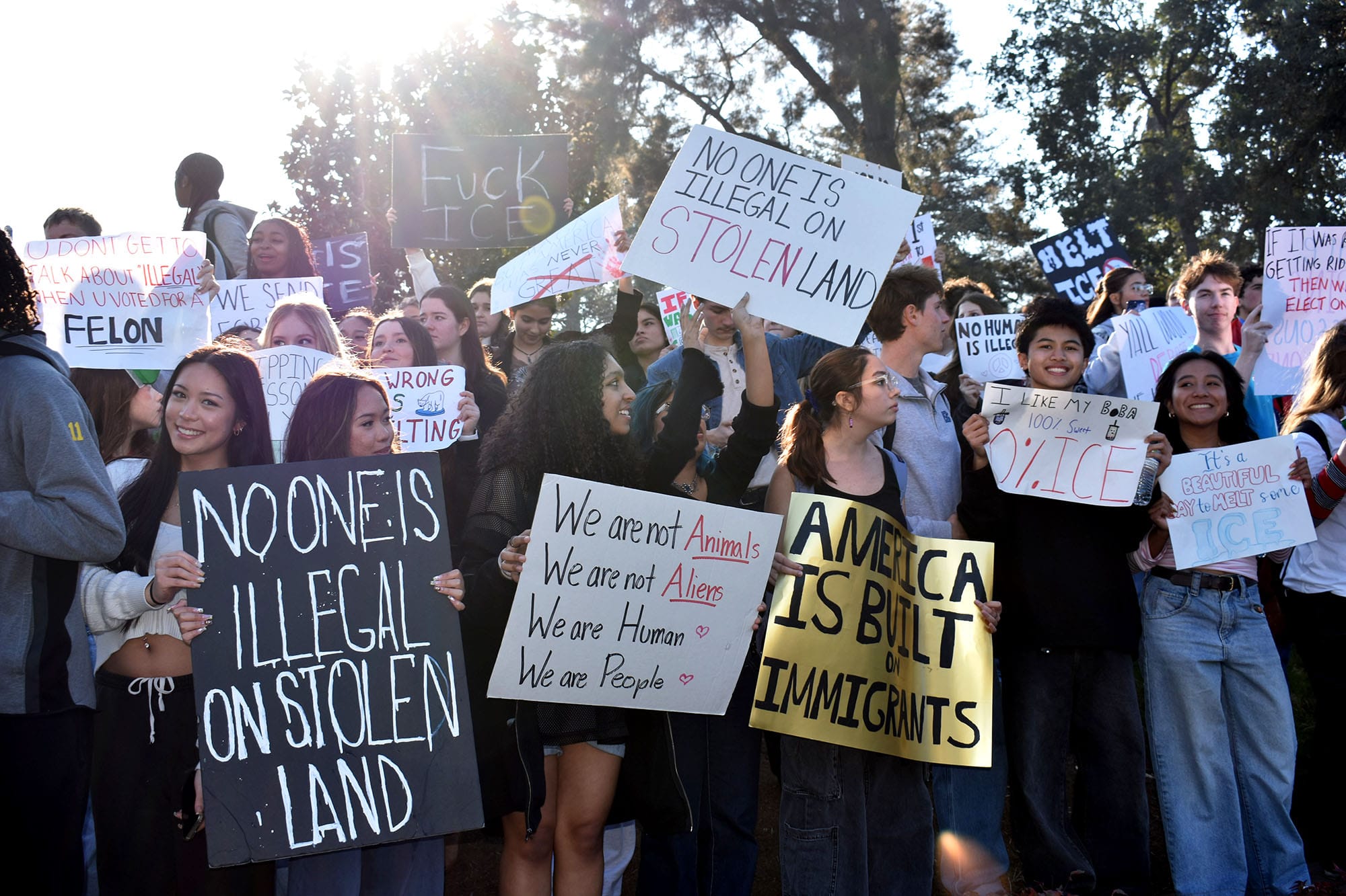 Benicia High School students hold anti-ICE walkout
