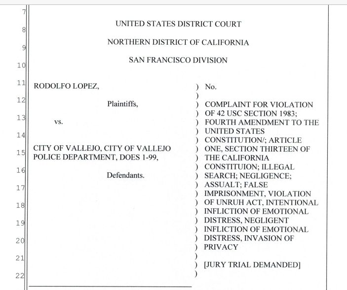 Vallejo facing another excessive force lawsuit for illegal search